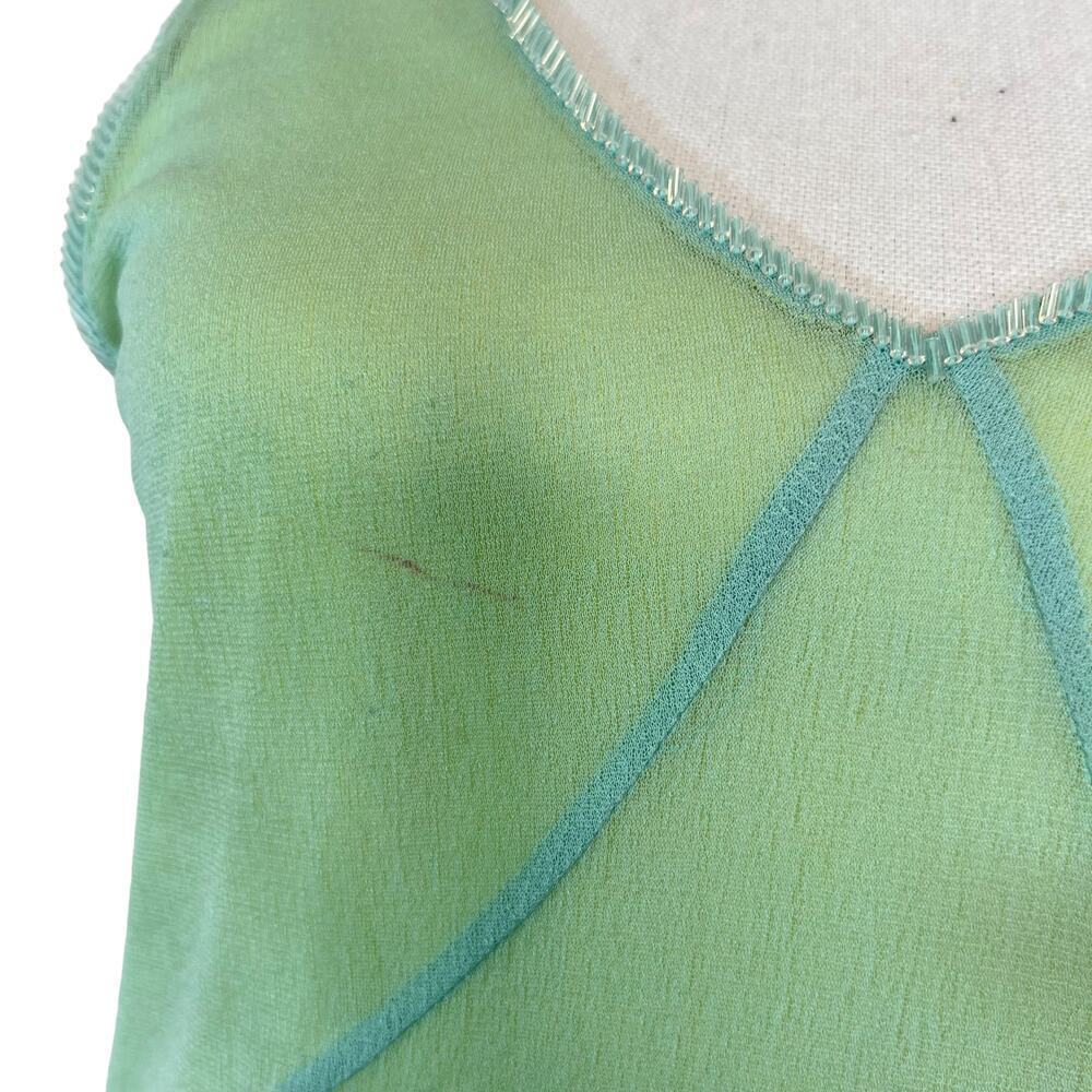 Vintage Y2K DKNY Top Mesh Green and Blue Size M - Picture 3 of 7